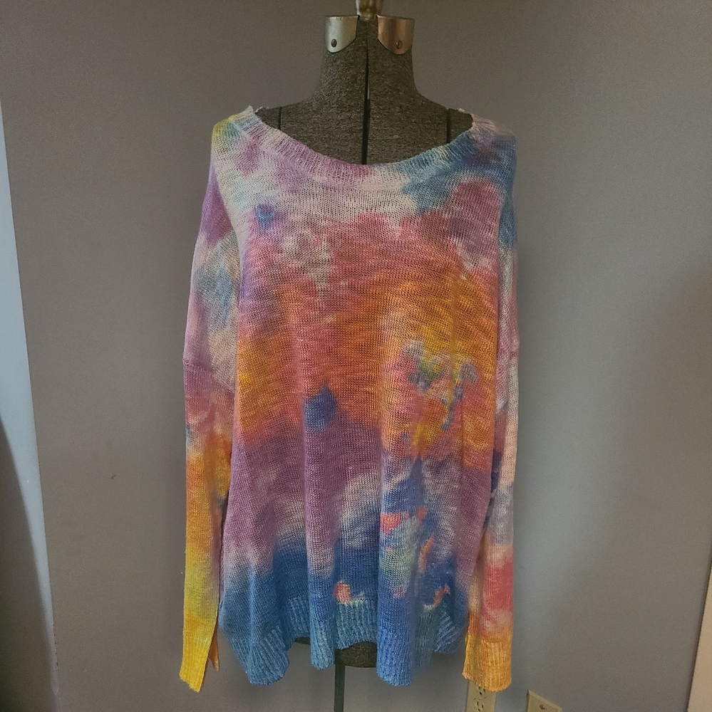 CHICSOUL FUN TIE DYE LIGHTWEIGHT SWEATER SZ 2X